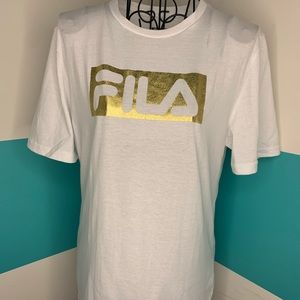 White and gold FILA T-shirt